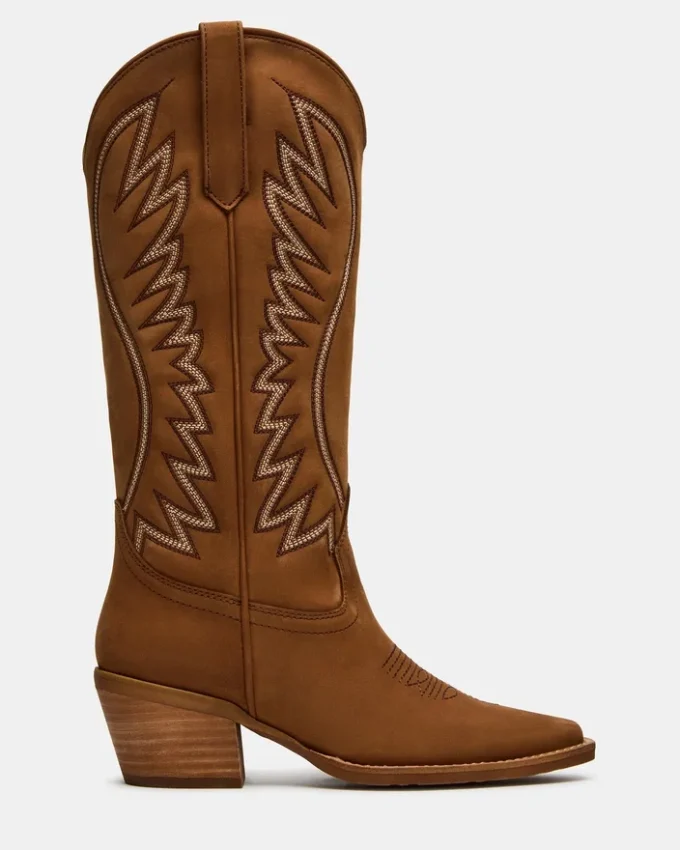 Albany Stitch din piele de căprioară de culoare coniac