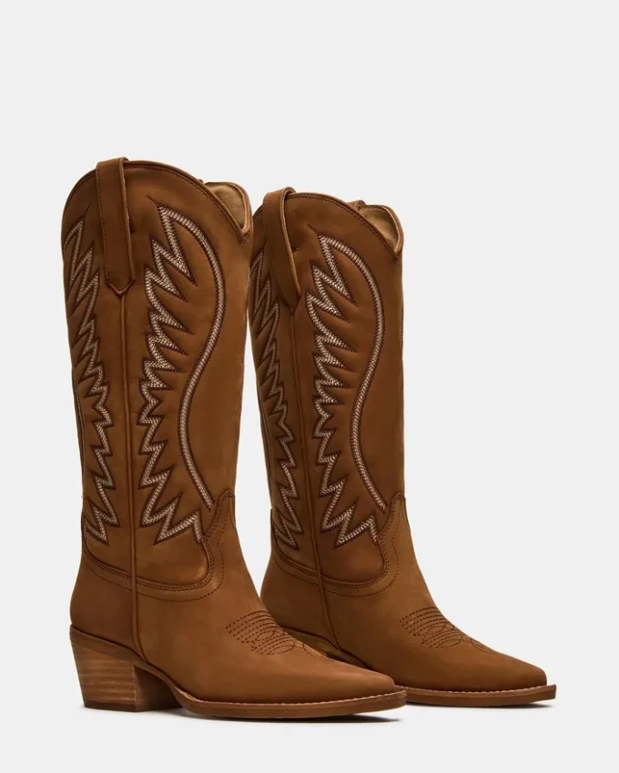 Albany Stitch din piele de căprioară de culoare coniac