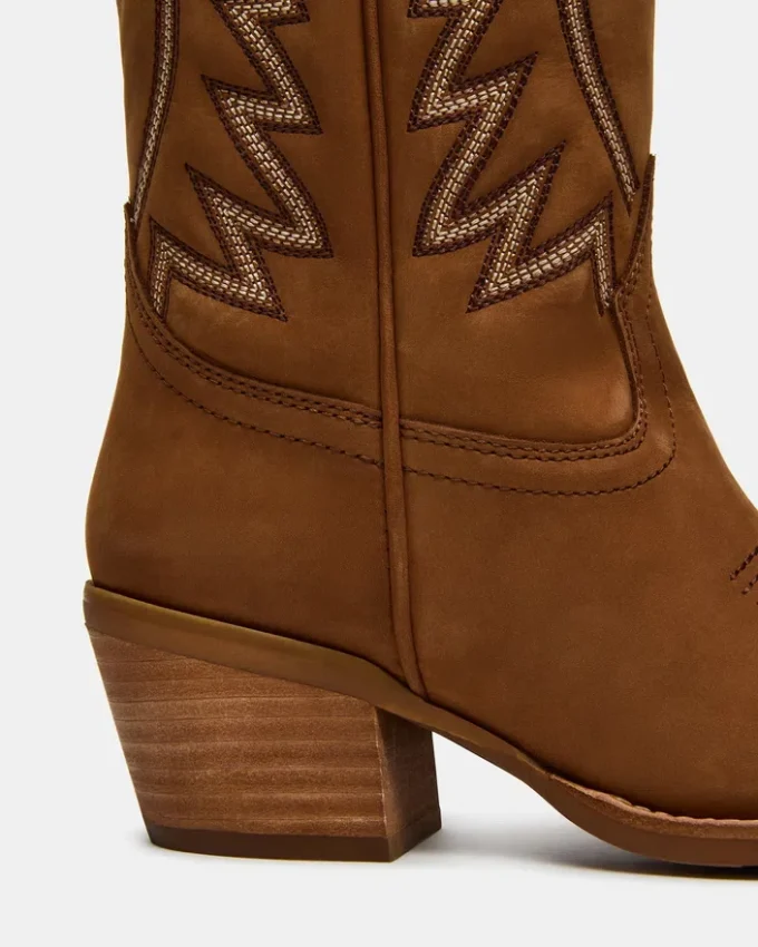 Albany Stitch din piele de căprioară de culoare coniac