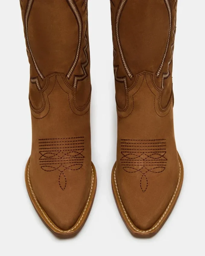 Albany Stitch din piele de căprioară de culoare coniac