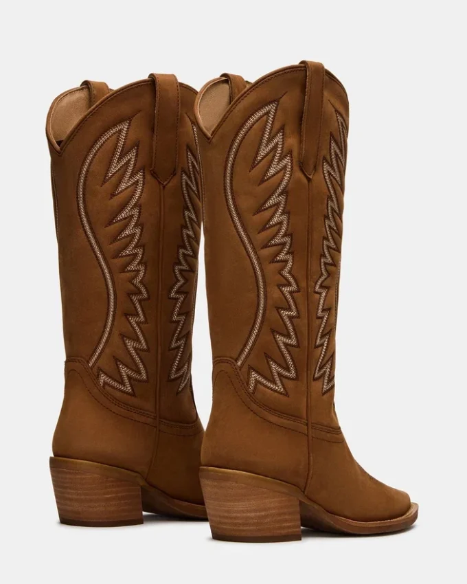 Albany Stitch din piele de căprioară de culoare coniac