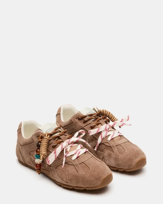 Aziel Charm din piele de căprioară de culoare gri-maro Aziel Charm din piele de căprioară de culoare gri-maro