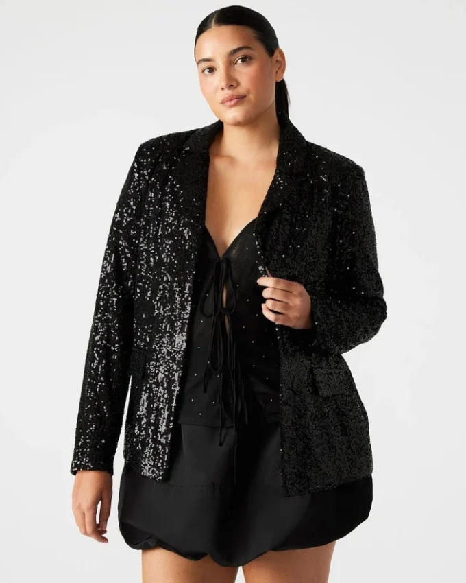 Blazer cu paiete Payton, negru