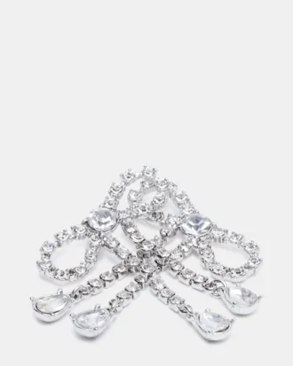 Cercei cu fundă din strasuri argintii