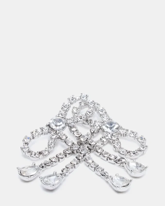 Cercei cu fundă din strasuri argintii