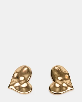 Cercei cu textură în formă de inimă, aurii