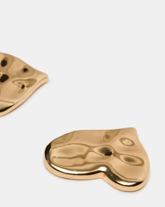 Cercei cu textură în formă de inimă, aurii