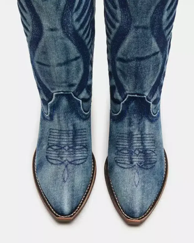 Cizme din denim Albany cu gambă largă