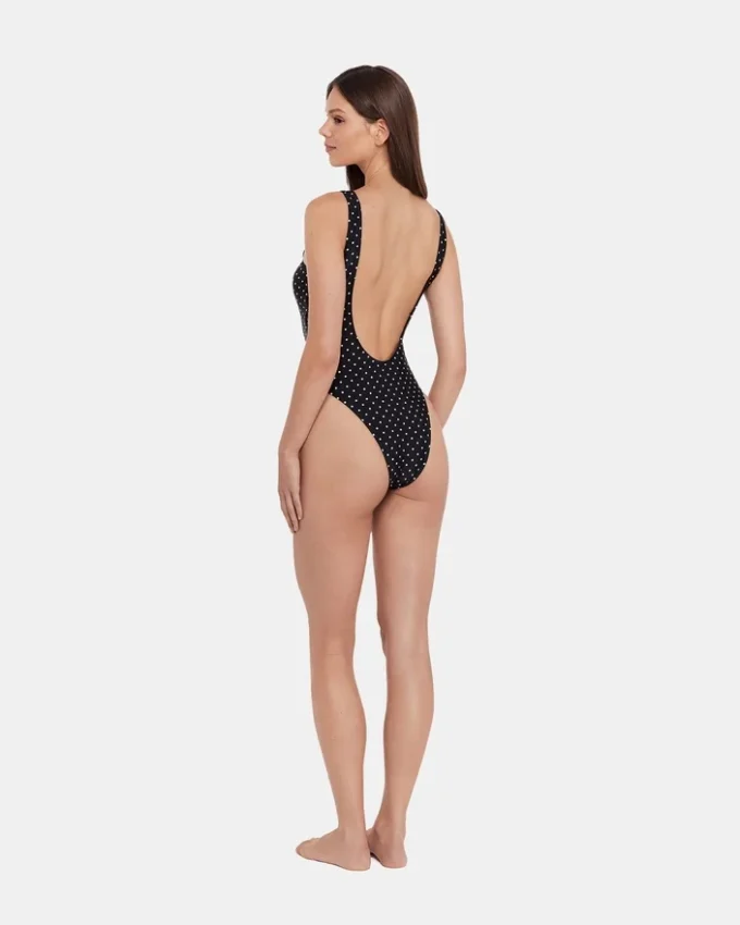 Costum de baie întreg Darling Dot, negru cu imprimeu multicolor