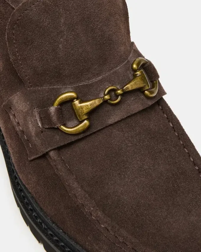 Deputy din piele de căprioară maro ciocolatiu