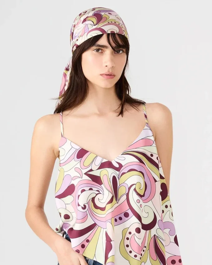 Eșarfă cu imprimeu lavandă