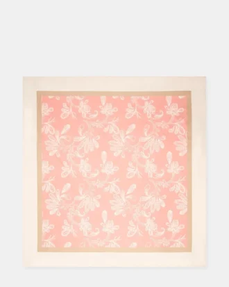 Eșarfă din satin cu model Paisley, culoare teracotă