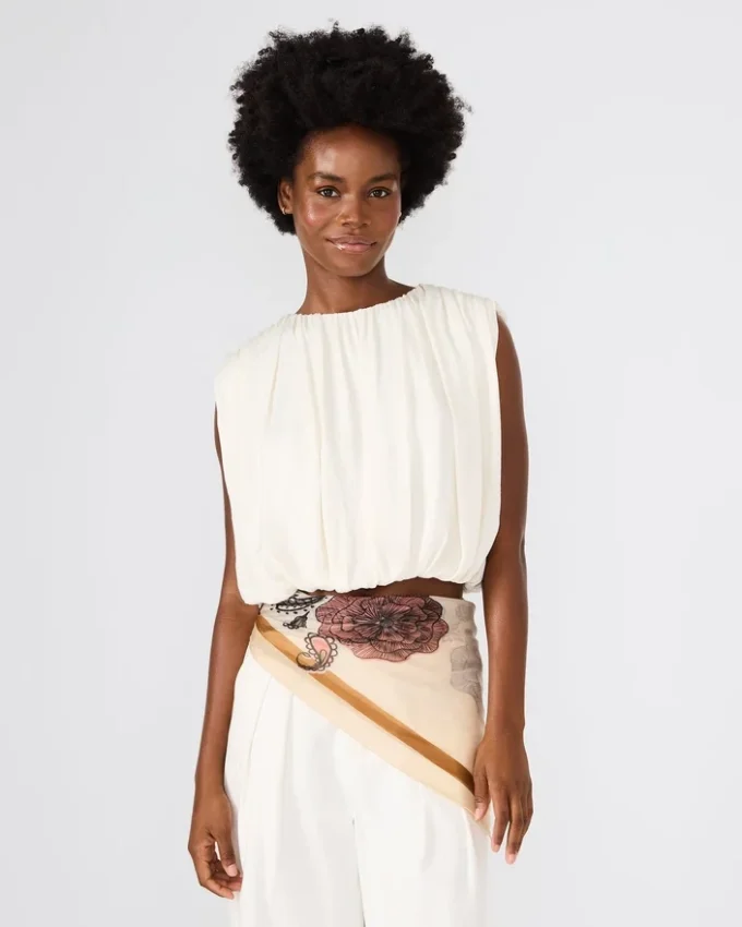 Eșarfă pătrată cu imprimeu floral boho, culoare ivoriu Eșarfă pătrată cu imprimeu floral boho, culoare ivoriu