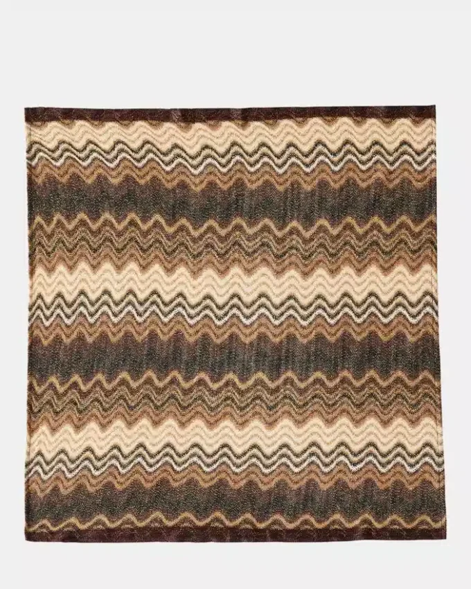 Eșarfă pătrată ondulată și strălucitoare, culoare neutră