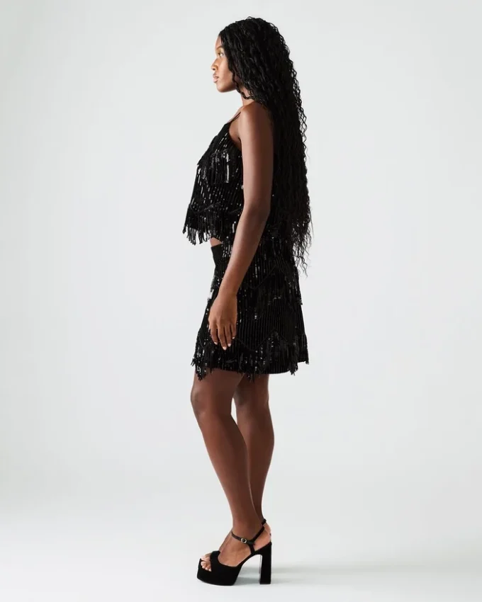 Fustă Cindi cu paiete, negru