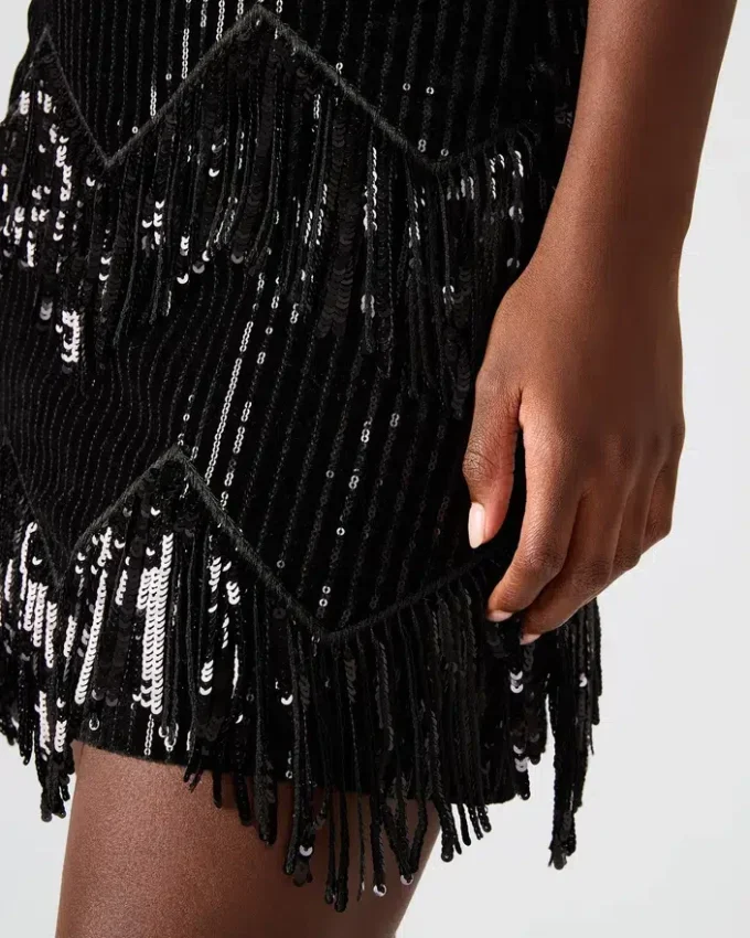 Fustă Cindi cu paiete, negru