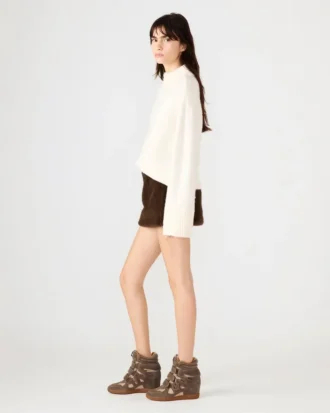 Fustă din blană artificială Aviva, culoare espresso închis