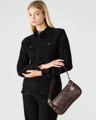 Geantă Angel maro cu imprimeu de șarpe