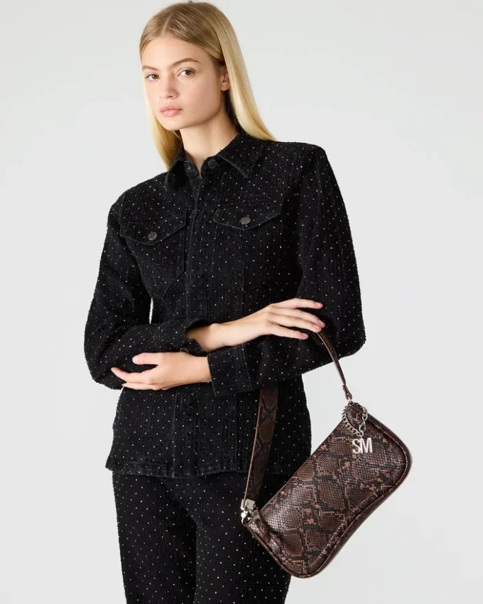 Geantă Angel maro cu imprimeu de șarpe