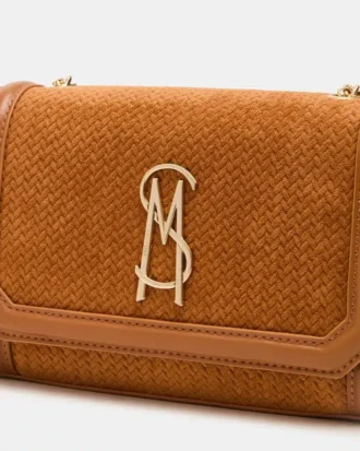 Geantă țesută Larisa, culoare tabac