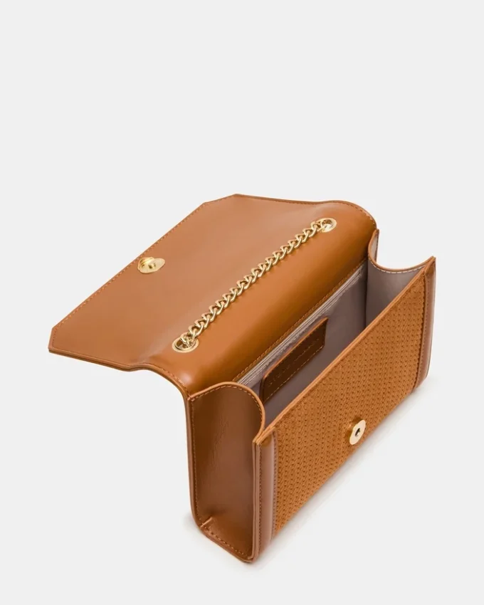 Geantă țesută Larisa, culoare tabac