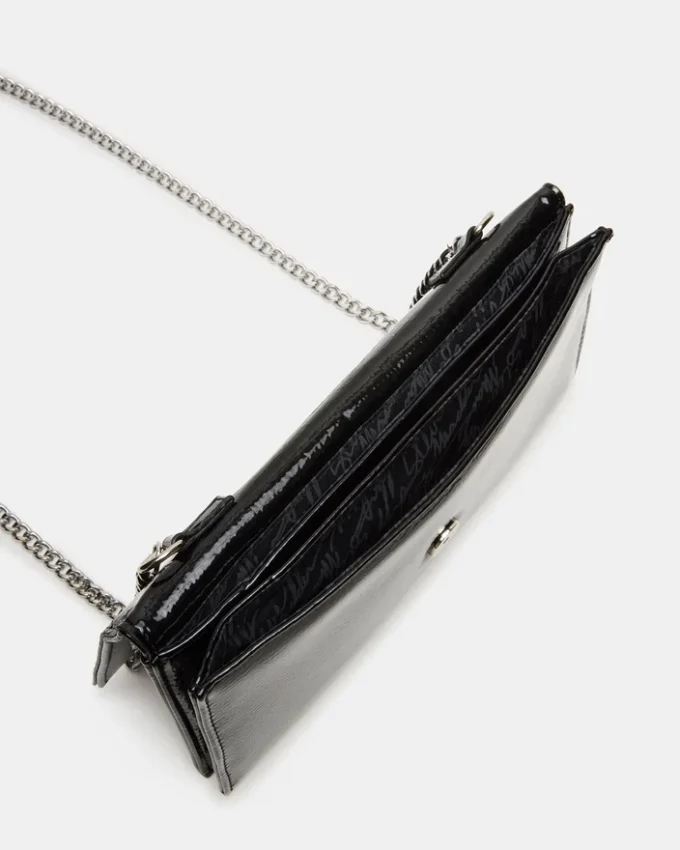 Geantă Juliana din piele lăcuită neagră