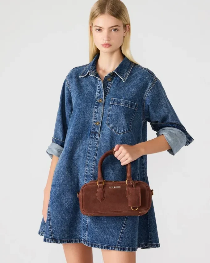 Geantă Merit din piele de căprioară maro