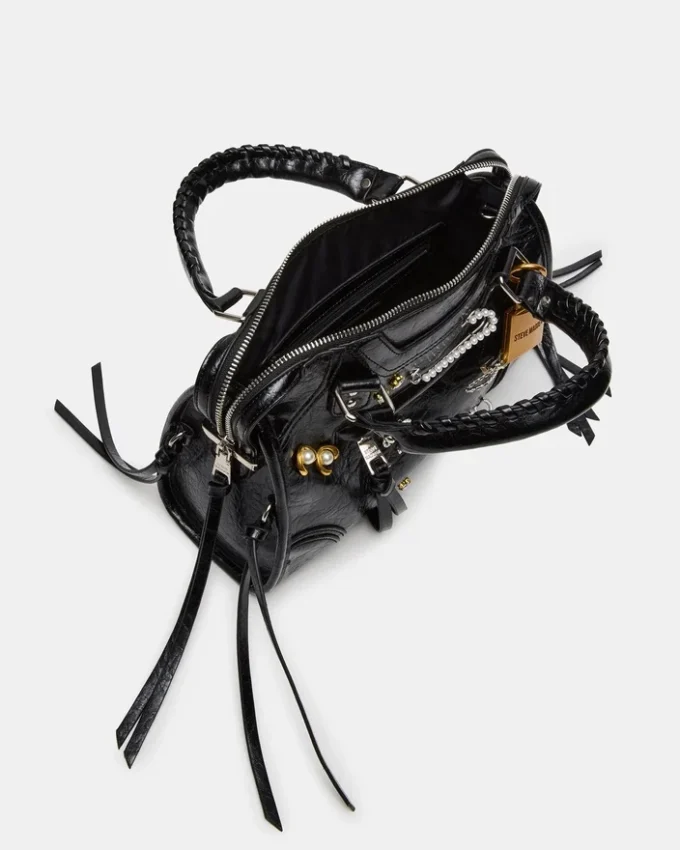 Geantă Riggs decorată, negru, aspect uzat