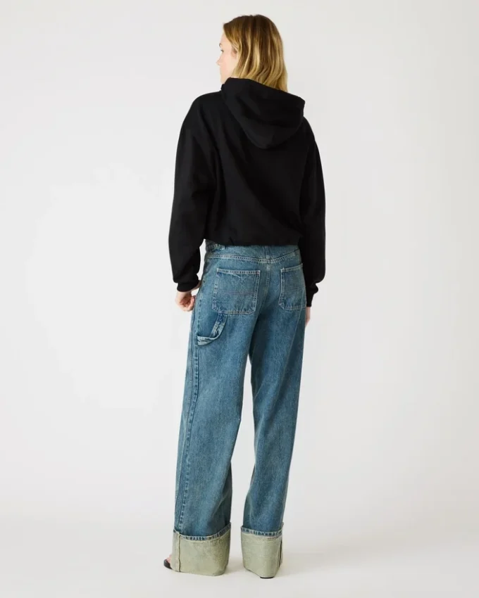 Hanorac cu glugă și logo Sm, negru