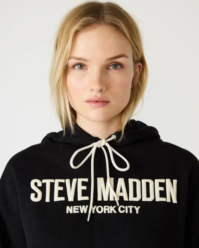 Hanorac cu glugă și logo Sm, negru