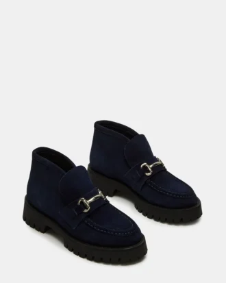 Leon din piele de căprioară bleumarin