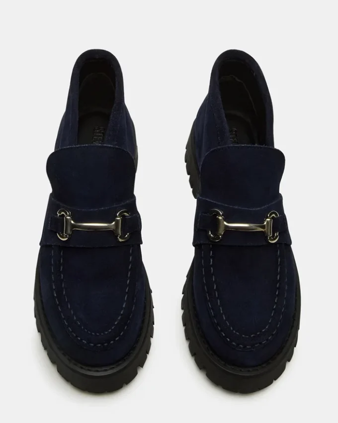 Leon din piele de căprioară bleumarin