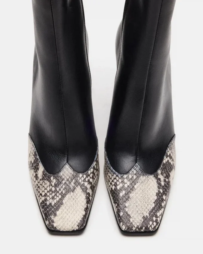 Lyle din piele neagră cu imprimeu de șarpe