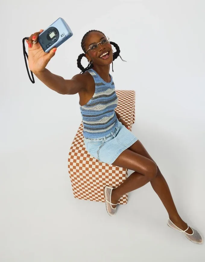 Top Hannah albastru multicolor