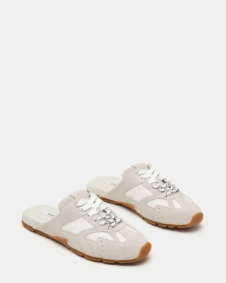 Mule Aziel din piele de căprioară albă