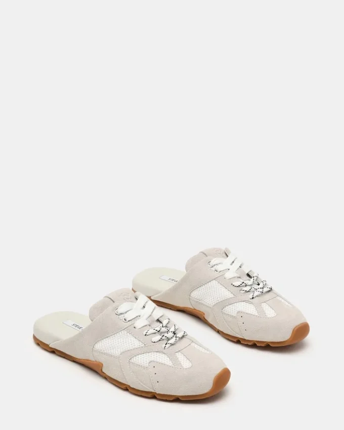 Mule Aziel din piele de căprioară albă