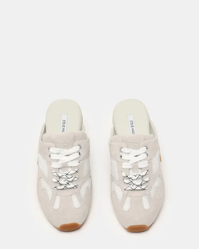 Mule Aziel din piele de căprioară albă