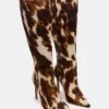 Nitro Brown Cow Print Wide Calf