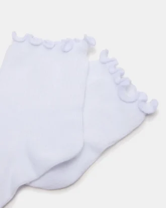 Șosete scurte cu margine în formă de salată, albe