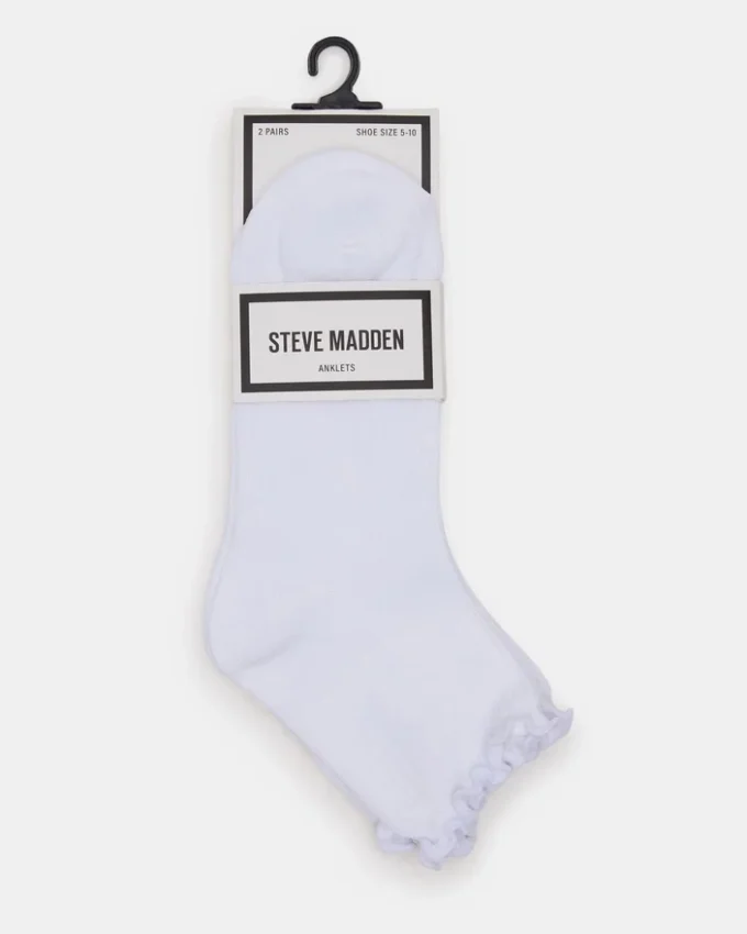 Șosete scurte cu margine în formă de salată, albe