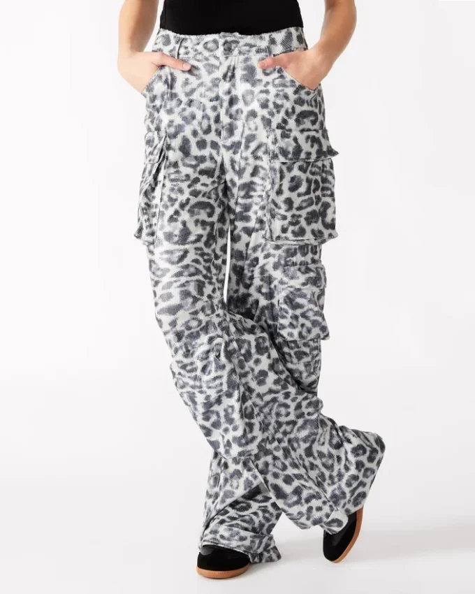 Pantaloni Duo Sequin Leopard