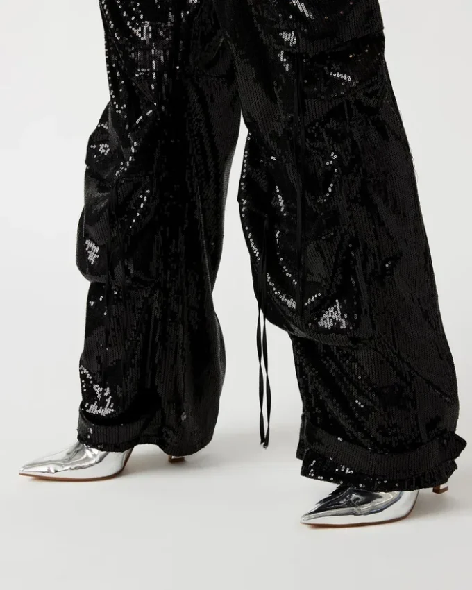 Pantaloni Duo Sequin Negru