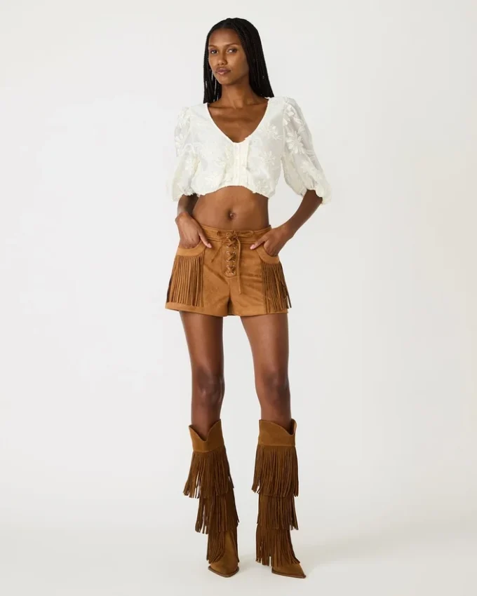 Pantaloni scurți Cheyenne, culoare cafea cu nuanțe de cicoare