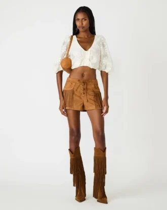 Pantaloni scurți Cheyenne, culoare cafea cu nuanțe de cicoare