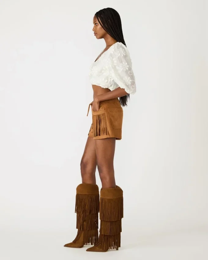 Pantaloni scurți Cheyenne, culoare cafea cu nuanțe de cicoare