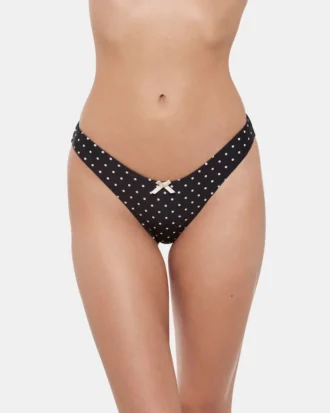 Partea inferioară a slipului de bikini Darling Dot negru cu imprimeu multicolor