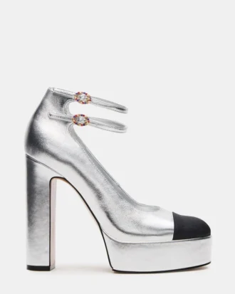 Peyton din piele argintie