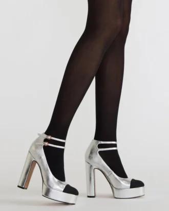 Peyton din piele argintie