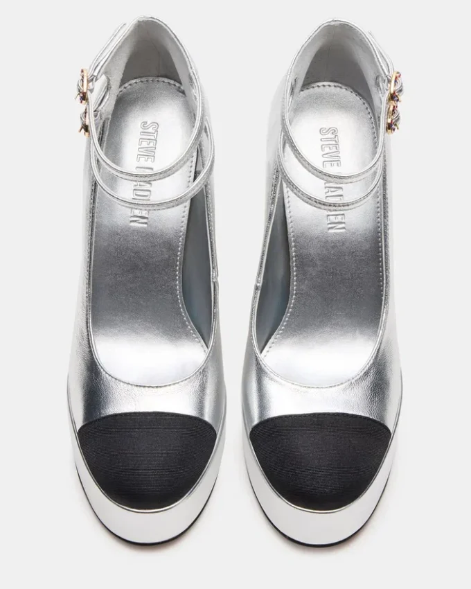 Peyton din piele argintie