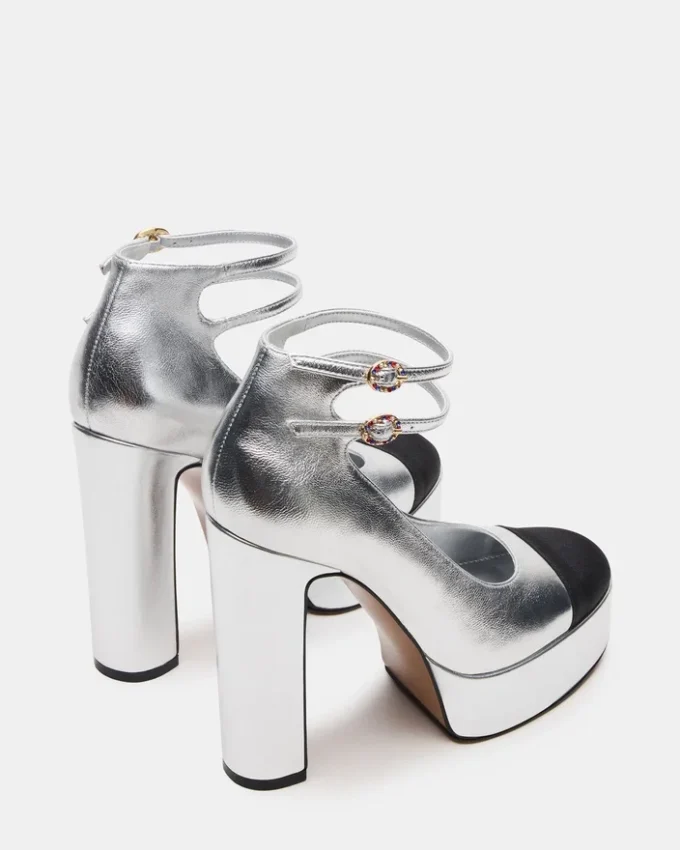 Peyton din piele argintie